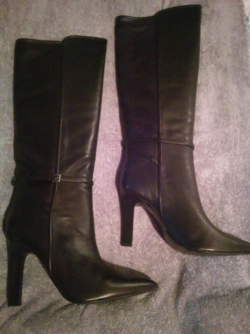 Reiss Black Knee-High Pointed Toe Stiletto Boots